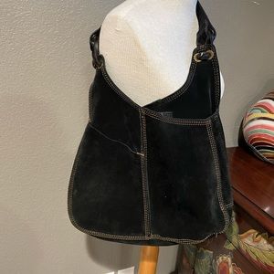Black suede leather Lucky Brand hobo bag in excellent condition.